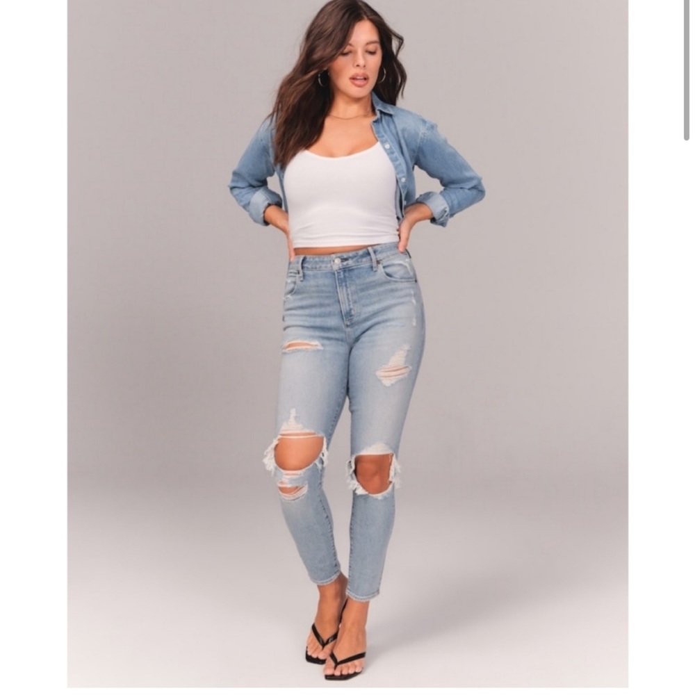 Abercrombie & Fitch Curve Love High Rise Super Skinny Ankle Jean, Size 28